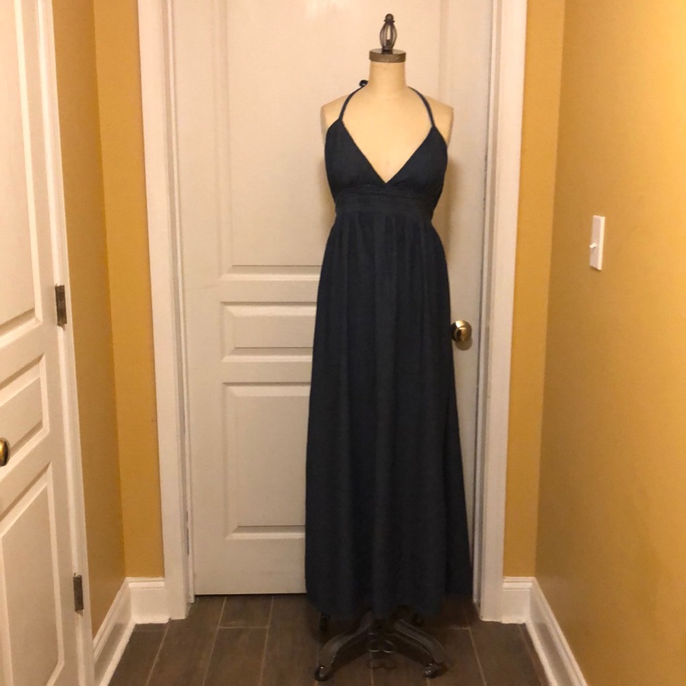 Denim Halter Maxi Dress